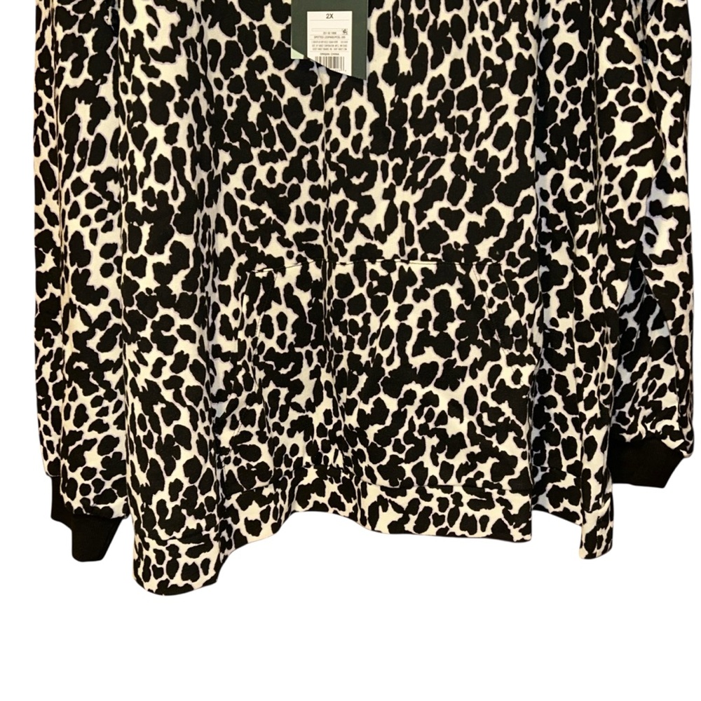 Sandy Liang Target Black White‎ Animal Print Ruffle Hoodie Sweatshirt 2X, 4X NWT - Picture 3 of 13